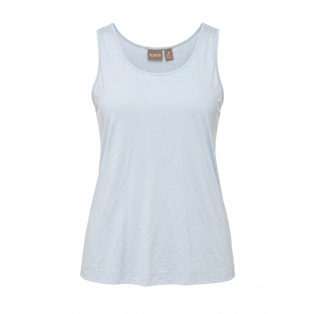 Chicos Womens Size 3 Light Blue Scoop Neck Sleeveless Nylon Blend Tank Top